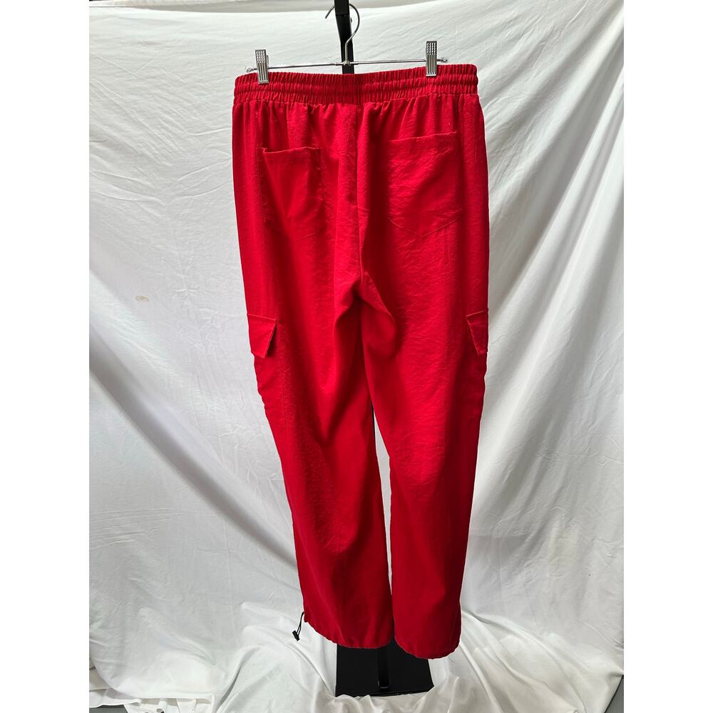 Baggy Cargo Pants Drawstring Ankle Red Relaxed Fit Women’s L EUC - Picture 2 of 6